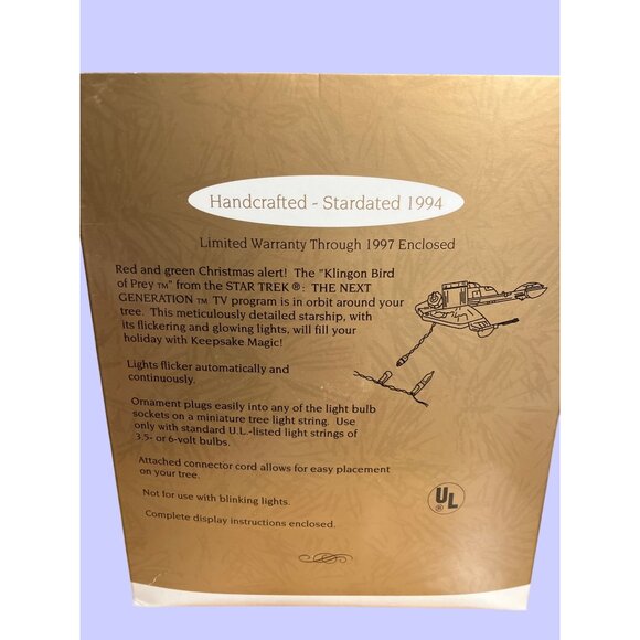 Hallmark Star Trek Klingon Bird Of Prey Ornament 1994 Flickering Lights Magic - Picture 9 of 12